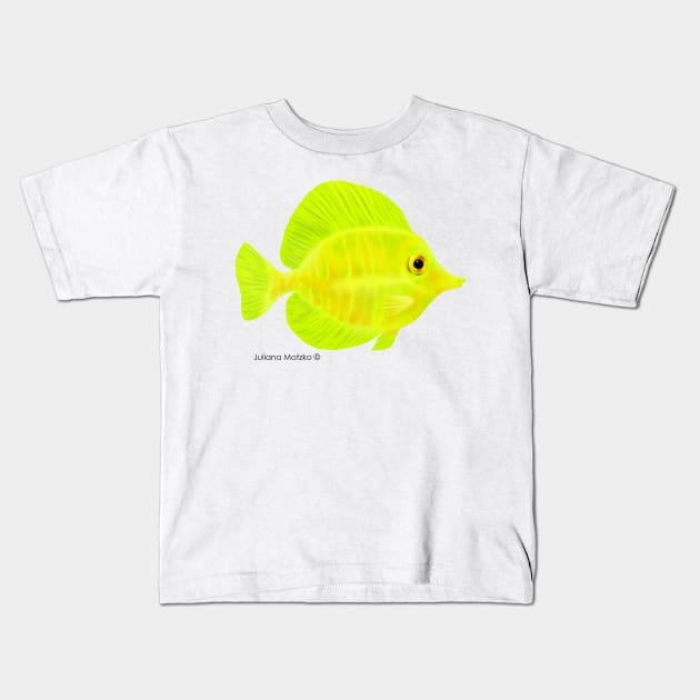 Yellow Tang Fish Kids T-Shirt by julianamotzko